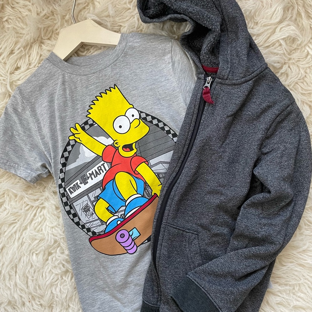 Boys medium Simpsons t-shirt with zip up hoodie